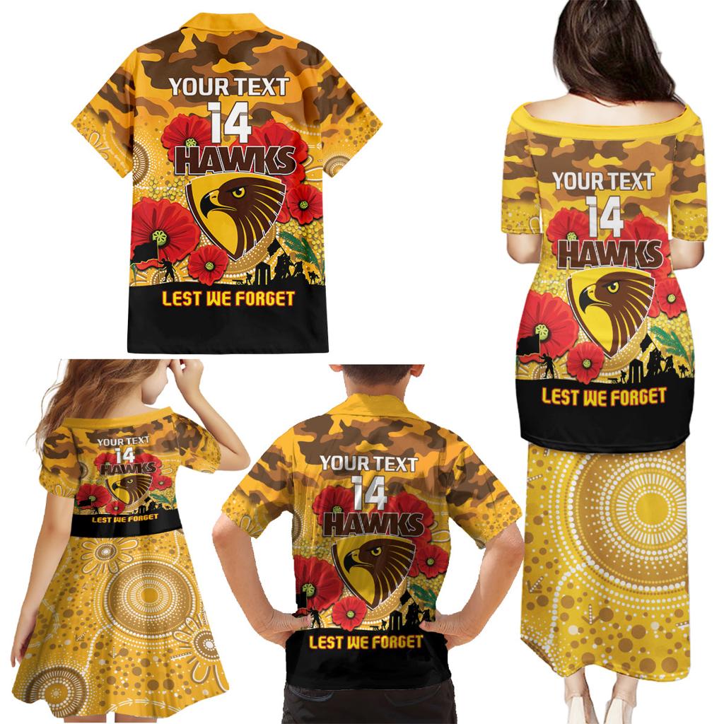 Custom Hawks Football ANZAC Family Matching Puletasi and Hawaiian Shirt Gallipoli Camouflage With Poppies