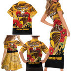 Custom Hawks Football ANZAC Family Matching Short Sleeve Bodycon Dress and Hawaiian Shirt Gallipoli Camouflage With Poppies