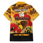 Custom Hawks Football ANZAC Family Matching Short Sleeve Bodycon Dress and Hawaiian Shirt Gallipoli Camouflage With Poppies