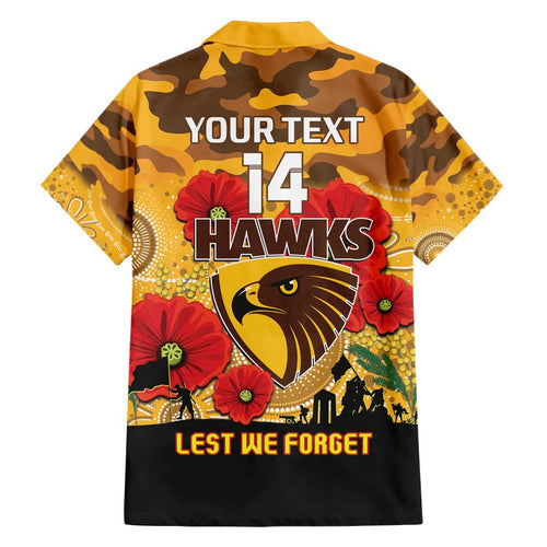 Custom Hawks Football ANZAC Family Matching Summer Maxi Dress and Hawaiian Shirt Gallipoli Camouflage With Poppies