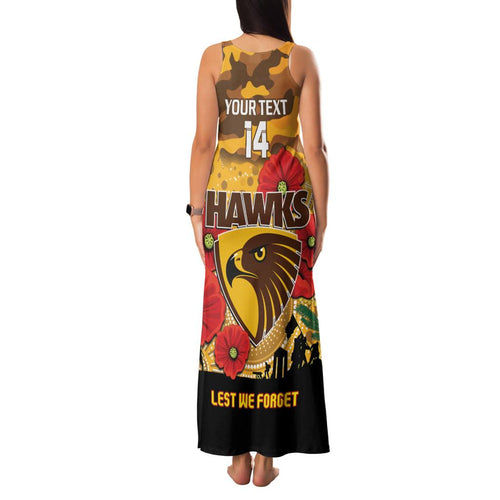 Custom Hawks Football ANZAC Family Matching Tank Maxi Dress and Hawaiian Shirt Gallipoli Camouflage With Poppies