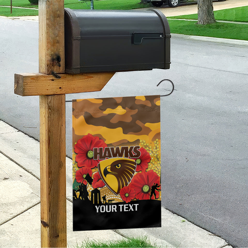 Custom Hawks Football ANZAC Garden Flag Gallipoli Camouflage With Poppies