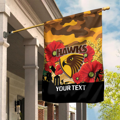 Custom Hawks Football ANZAC Garden Flag Gallipoli Camouflage With Poppies