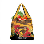 Custom Hawks Football ANZAC Grocery Bag Gallipoli Camouflage With Poppies