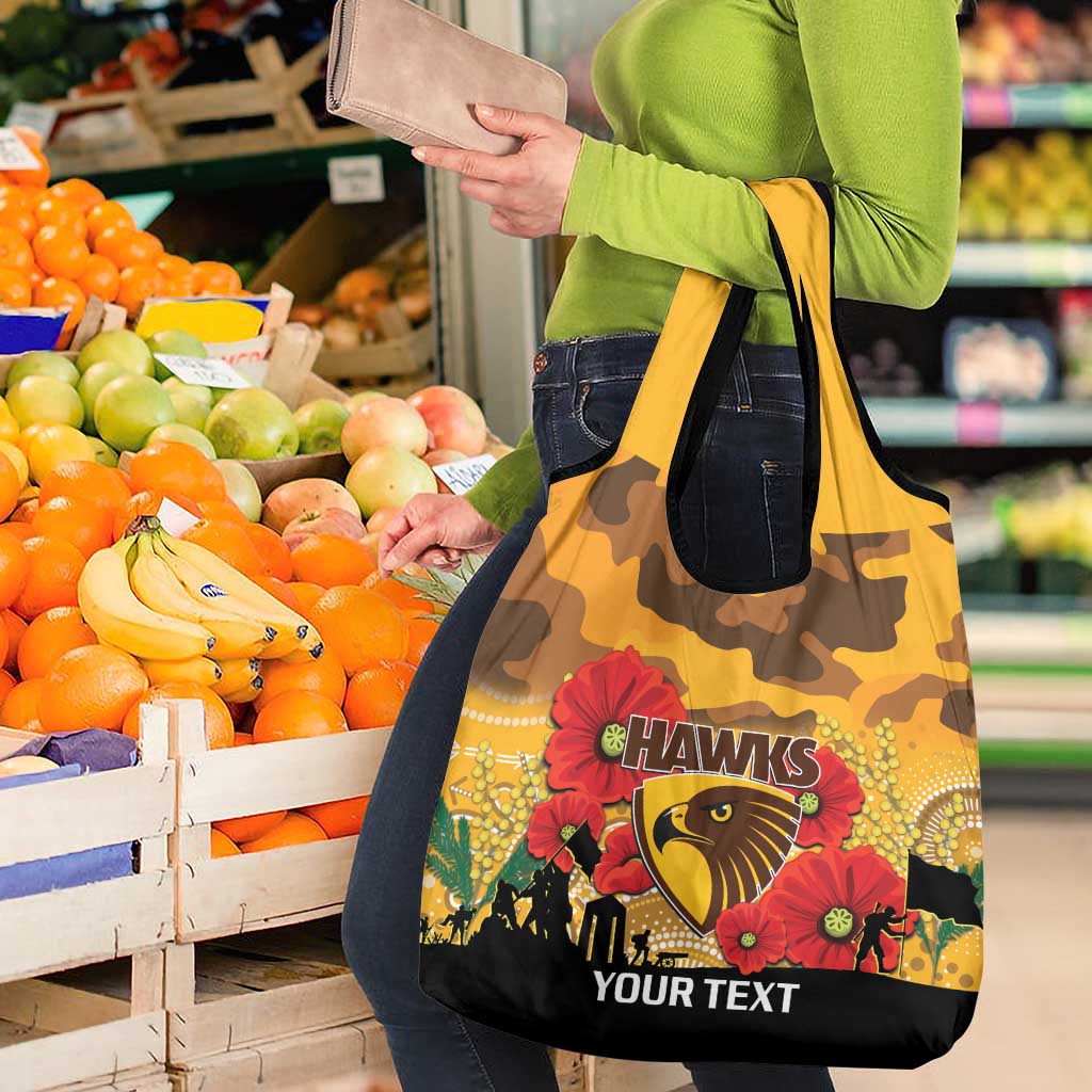 Custom Hawks Football ANZAC Grocery Bag Gallipoli Camouflage With Poppies