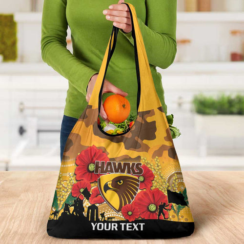 Custom Hawks Football ANZAC Grocery Bag Gallipoli Camouflage With Poppies