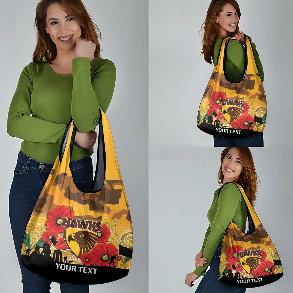 Custom Hawks Football ANZAC Grocery Bag Gallipoli Camouflage With Poppies