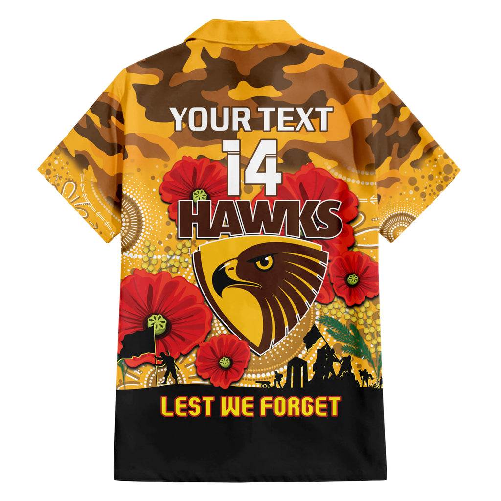 Custom Hawks Football ANZAC Hawaiian Shirt Gallipoli Camouflage With Poppies