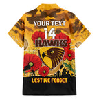 Custom Hawks Football ANZAC Hawaiian Shirt Gallipoli Camouflage With Poppies
