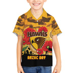 Custom Hawks Football ANZAC Hawaiian Shirt Gallipoli Camouflage With Poppies
