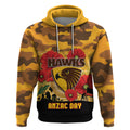 Custom Hawks Football ANZAC Hoodie Gallipoli Camouflage With Poppies