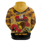 Custom Hawks Football ANZAC Hoodie Gallipoli Camouflage With Poppies
