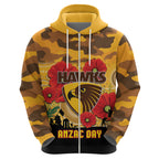 Custom Hawks Football ANZAC Hoodie Gallipoli Camouflage With Poppies
