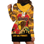 Custom Hawks Football ANZAC Hoodie Dress Gallipoli Camouflage With Poppies