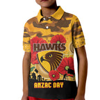 Custom Hawks Football ANZAC Kid Polo Shirt Gallipoli Camouflage With Poppies
