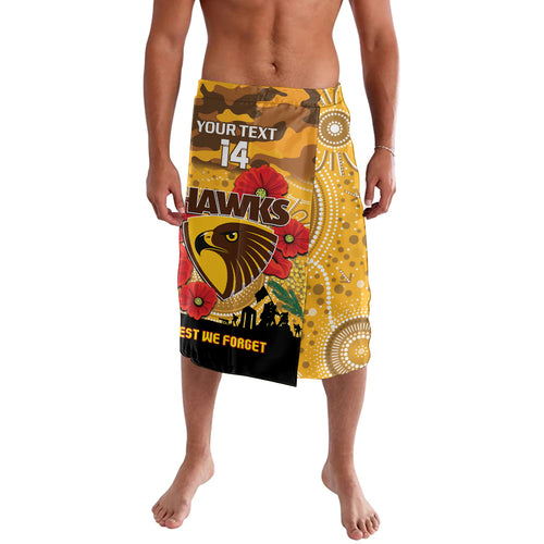 Custom Hawks Football ANZAC Lavalava Gallipoli Camouflage With Poppies