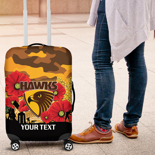 Custom Hawks Football ANZAC Luggage Cover Gallipoli Camouflage With Poppies