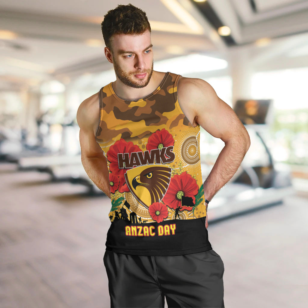 Custom Hawks Football ANZAC Men Tank Top Gallipoli Camouflage With Poppies
