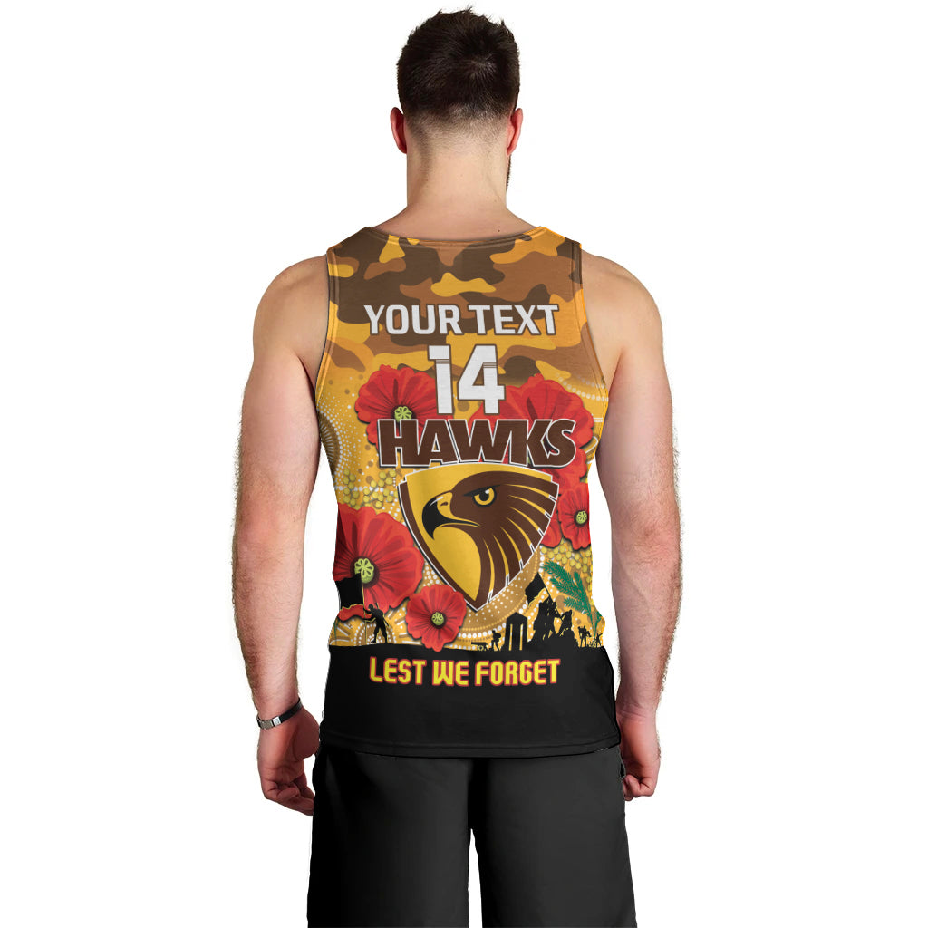 Custom Hawks Football ANZAC Men Tank Top Gallipoli Camouflage With Poppies
