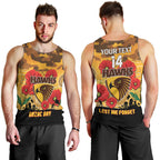 Custom Hawks Football ANZAC Men Tank Top Gallipoli Camouflage With Poppies