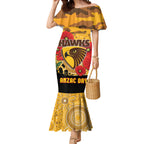 Custom Hawks Football ANZAC Mermaid Dress Gallipoli Camouflage With Poppies