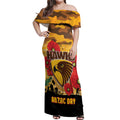 Custom Hawks Football ANZAC Off Shoulder Maxi Dress Gallipoli Camouflage With Poppies