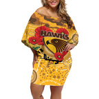 Custom Hawks Football ANZAC Off Shoulder Short Dress Gallipoli Camouflage With Poppies