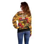 Custom Hawks Football ANZAC Off Shoulder Sweater Gallipoli Camouflage With Poppies