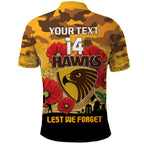 Custom Hawks Football ANZAC Polo Shirt Gallipoli Camouflage With Poppies