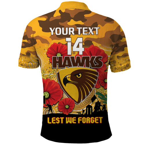 Custom Hawks Football ANZAC Polo Shirt Gallipoli Camouflage With Poppies