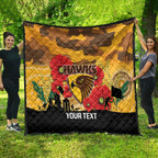 Custom Hawks Football ANZAC Quilt Gallipoli Camouflage With Poppies