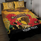 Custom Hawks Football ANZAC Quilt Bed Set Gallipoli Camouflage With Poppies