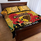 Custom Hawks Football ANZAC Quilt Bed Set Gallipoli Camouflage With Poppies