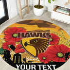 Custom Hawks Football ANZAC Round Carpet Gallipoli Camouflage With Poppies