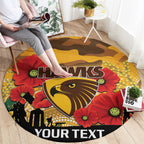 Custom Hawks Football ANZAC Round Carpet Gallipoli Camouflage With Poppies