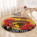 Custom Hawks Football ANZAC Round Carpet Gallipoli Camouflage With Poppies