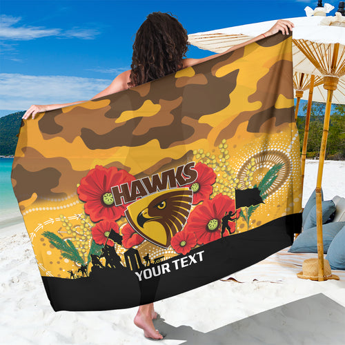 Custom Hawks Football ANZAC Sarong Gallipoli Camouflage With Poppies