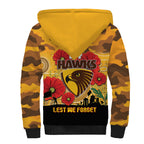 Custom Hawks Football ANZAC Sherpa Hoodie Gallipoli Camouflage With Poppies