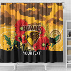 Custom Hawks Football ANZAC Shower Curtain Gallipoli Camouflage With Poppies