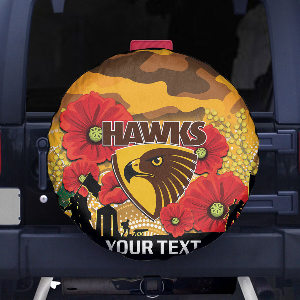Custom Hawks Football ANZAC Spare Tire Cover Gallipoli Camouflage With Poppies