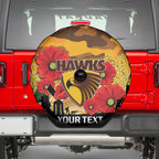 Custom Hawks Football ANZAC Spare Tire Cover Gallipoli Camouflage With Poppies