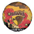 Custom Hawks Football ANZAC Spare Tire Cover Gallipoli Camouflage With Poppies