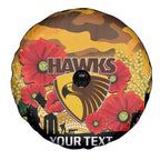 Custom Hawks Football ANZAC Spare Tire Cover Gallipoli Camouflage With Poppies