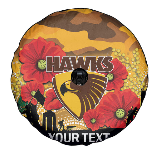 Custom Hawks Football ANZAC Spare Tire Cover Gallipoli Camouflage With Poppies