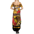 Custom Hawks Football ANZAC Summer Maxi Dress Gallipoli Camouflage With Poppies