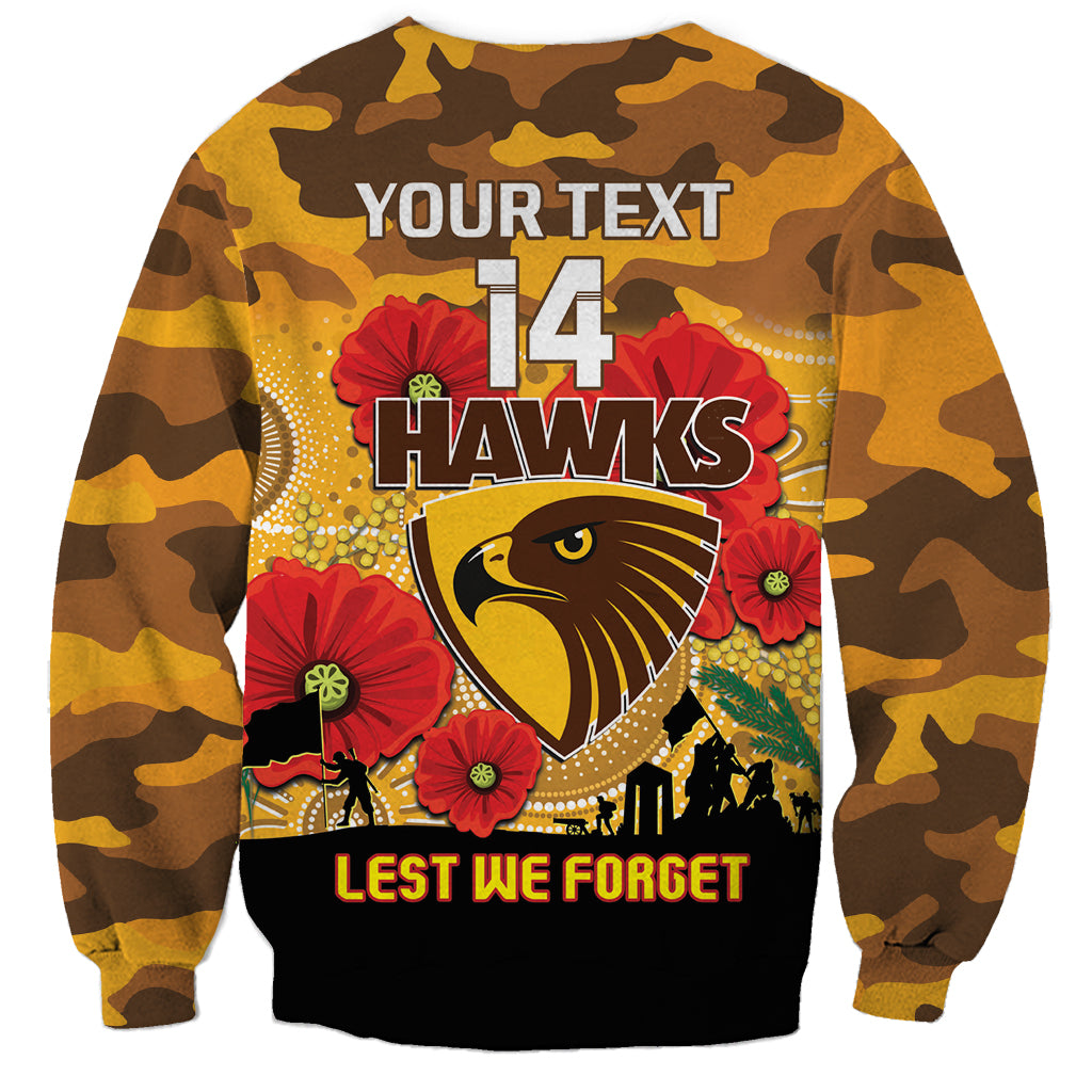 Custom Hawks Football ANZAC Sweatshirt Gallipoli Camouflage With Poppies
