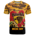 Custom Hawks Football ANZAC T Shirt Gallipoli Camouflage With Poppies