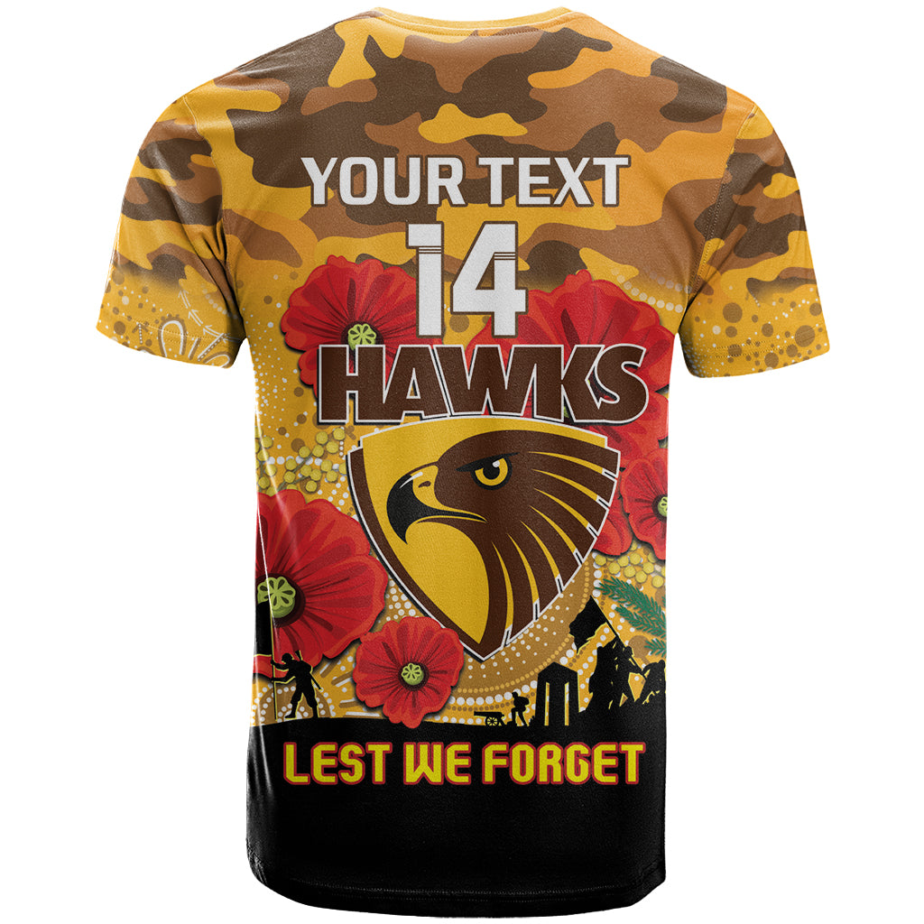 Custom Hawks Football ANZAC T Shirt Gallipoli Camouflage With Poppies