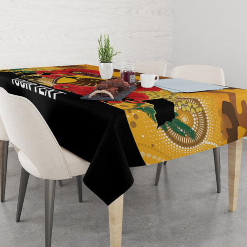 Custom Hawks Football ANZAC Tablecloth Gallipoli Camouflage With Poppies