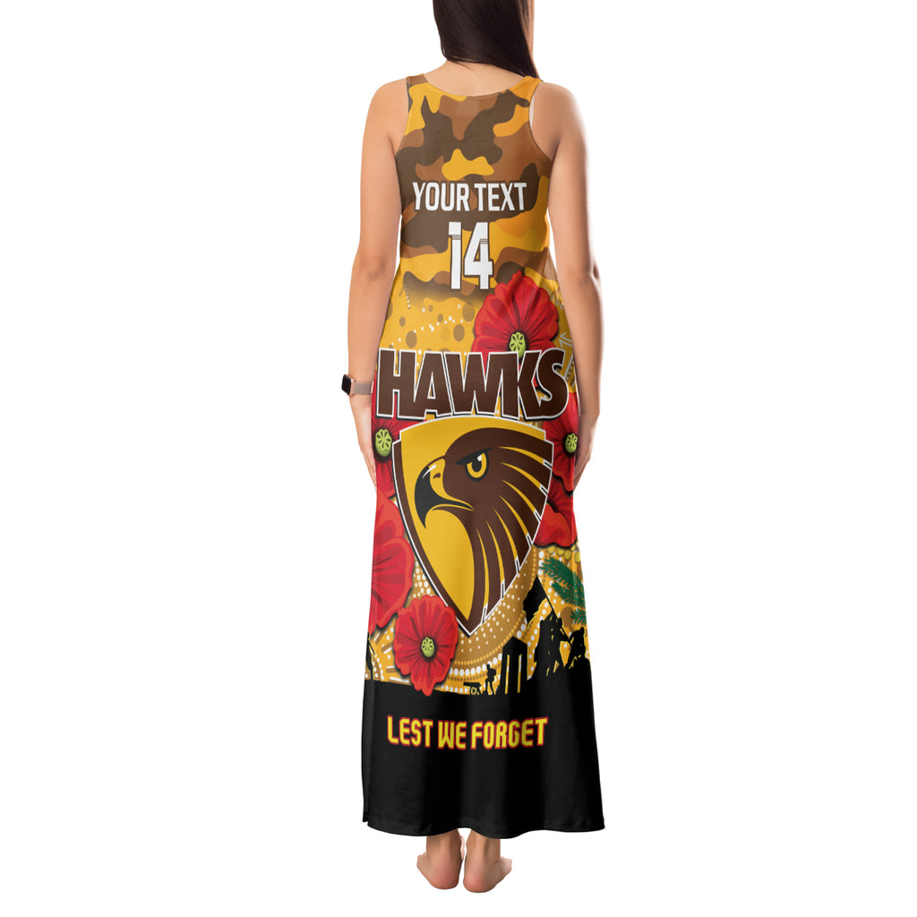 Custom Hawks Football ANZAC Tank Maxi Dress Gallipoli Camouflage With Poppies